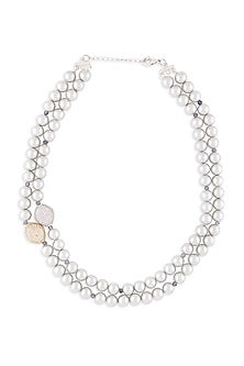 Silver Finish Grey Pearls Necklace