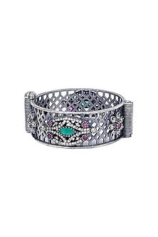 White Finish Multi-Colored Synthetic Stone Bracelet