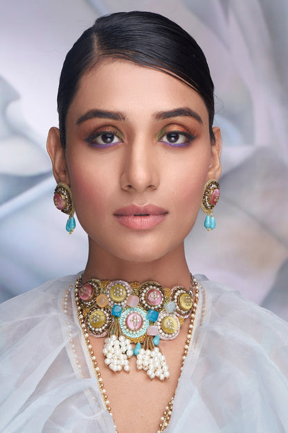 Sequin & Stone Embellished Choker Set 