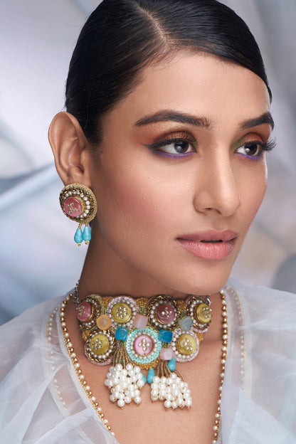 Sequin & Stone Embellished Choker Set 