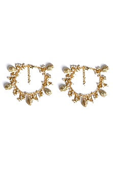 Gold Plated Beaded Anklets (Set of 2)