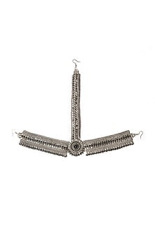 Two-Tone Finish Grey Beaded Mathapatti