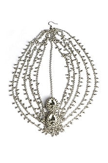 Two-Tone Finish Grey Bead & Stone Mathapatti