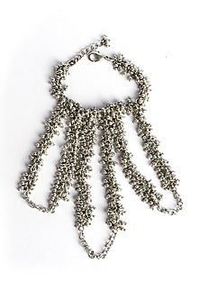 Two-Tone Finish Grey Beaded & Metal Ball Hathphool