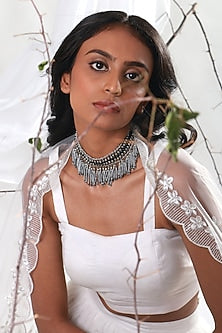 Two-Tone Finish Metal Beaded Choker Necklace