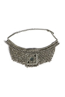 Two-Tone Finish Metal Beaded Choker Necklace
