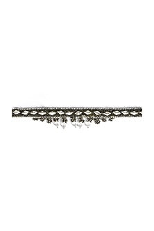 Two-Tone Finish Metal Bead & Stone Choker Necklace
