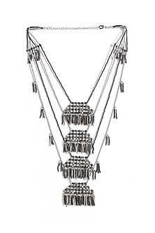 Two-Tone Finish Long Necklace With Crochet Work