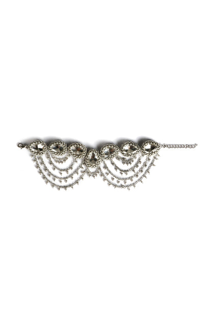 Two-Tone Finish Metal Beads & Stone Anklets (Set of 2)