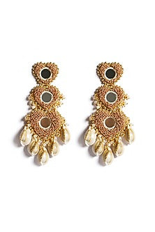 Gold Plated Shell Pearl Dangler Earrings