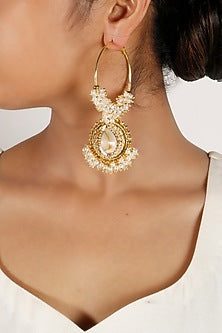 Gold Plated Shell Pearl Chandbali Earrings
