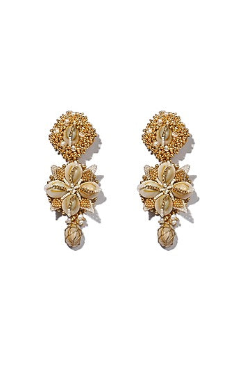 Gold Plated Shell Pearl Dangler Earrings
