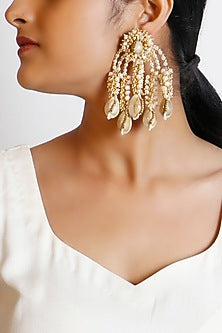 Gold Plated Shell Pearl Dangler Earrings