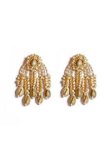 Gold Plated Shell Pearl Dangler Earrings