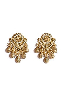 Gold Plated Shell Pearl Dangler Earrings