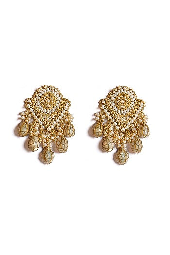 Gold Plated Shell Pearl Dangler Earrings