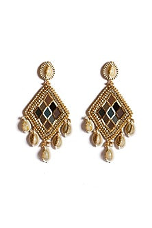 Gold Plated Shell Pearl Dangler Earrings