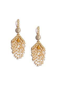 Gold Plated Shell Pearl Dangler Earrings