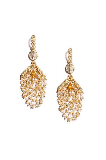 Gold Plated Shell Pearl Dangler Earrings