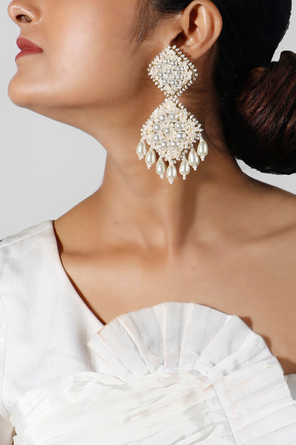 Gold Plated Pearl Dangler Earrings