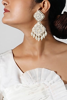 Gold Plated Pearl Dangler Earrings