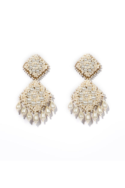 Gold Plated Pearl Dangler Earrings