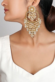 Gold Plated Beaded Dangler Earrings