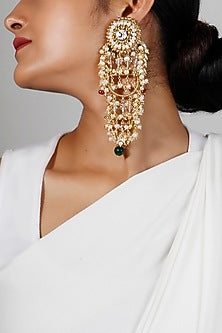 Gold Plated Beaded Dangler Earrings
