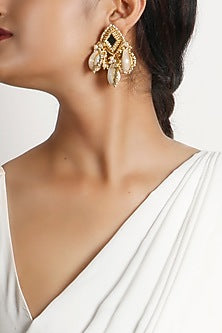 Gold Plated Beaded Stud Earrings