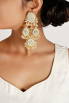 Gold Plated Pearl Dangler Earrings