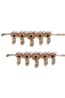 Gold Plated Shell & Pearl Anklets