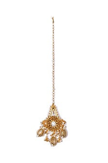 Gold Plated Shell & Beaded Maangtikka