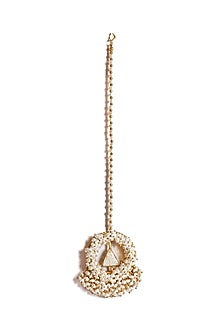 Gold Plated Pearl Enameled Maang Tikka