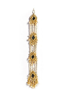 Gold Plated Mirror & Pearl Maang Tikka