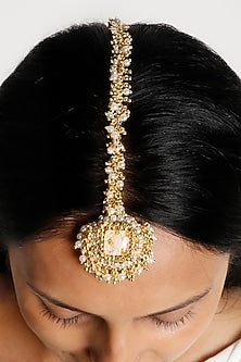 Gold Plated Pearl Maang Tikka