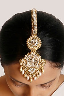 Gold Plated Pearl & Shell Maang Tikka