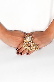 Gold Plated Beads & Pearl Ring