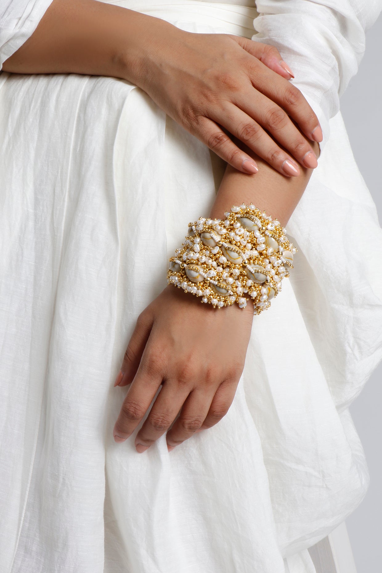 Gold Plated Pearl Hand Harness