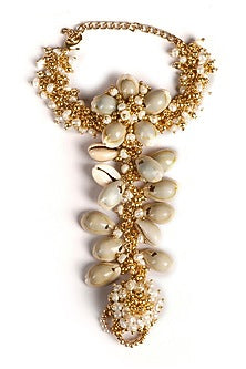 Gold Plated Pearl Hand Embroidered Hath Phool