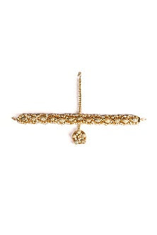 Gold Plated Hand Embroidered Pearl Matha Patti