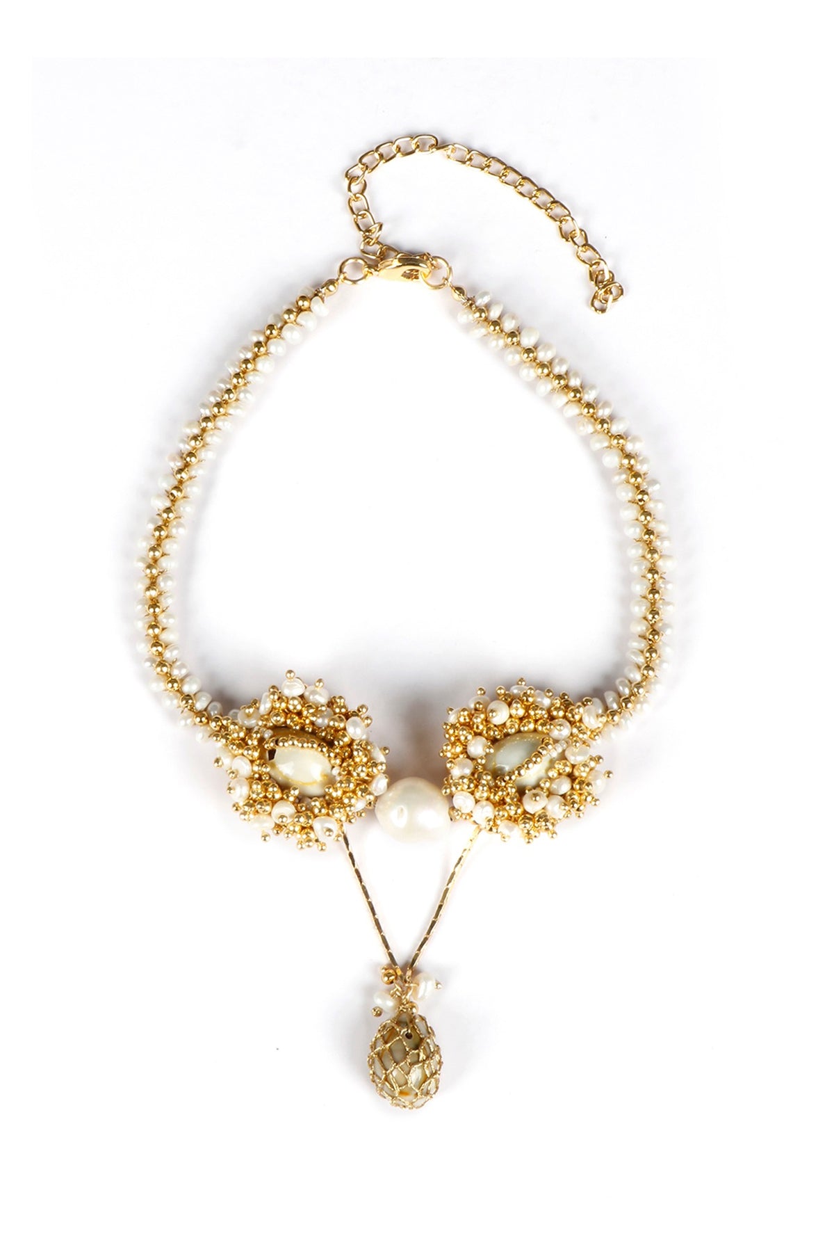 Gold Plated Pearl Choker Necklace