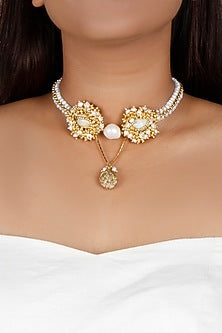Gold Plated Pearl Choker Necklace