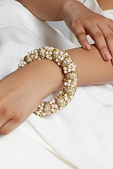 Gold Plated Pearl & Beaded Bangle