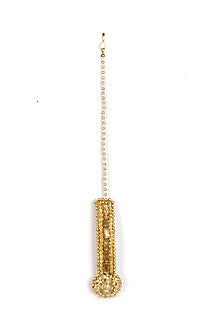 Gold Plated Pearl Handwoven Maang Tikka