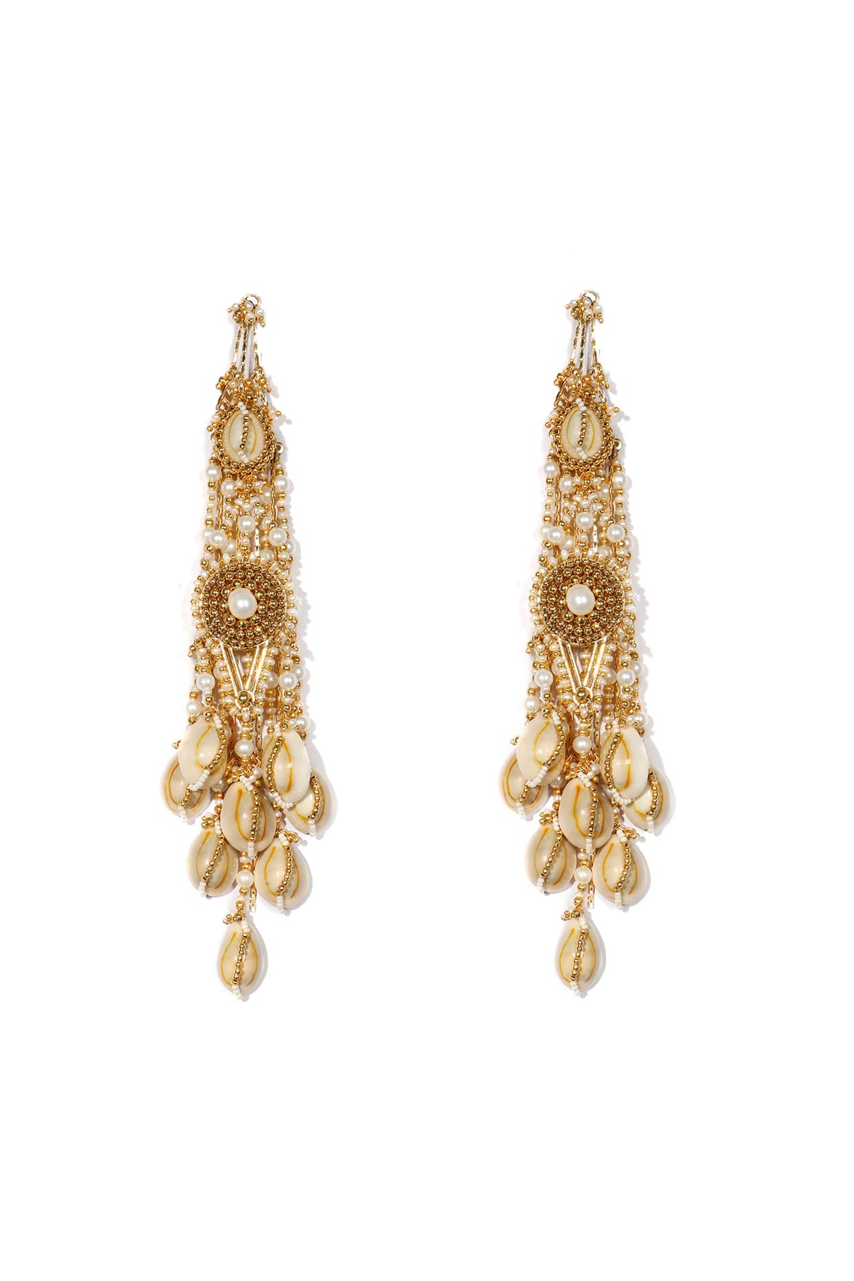 Gold Plated Pearls Dangler Earrings