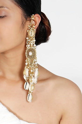 Gold Plated Pearls Dangler Earrings