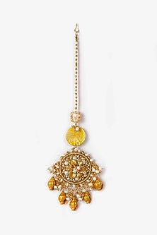 Gold Plated Shells Chandbali Maang Tikka