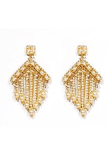 Gold Plated Pearls Dangler Earrings
