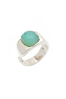 White Finish Chalcedony Ring In Sterling Silver
