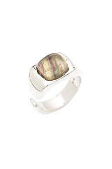 White Finish Fluorite Ring In Sterling Silver